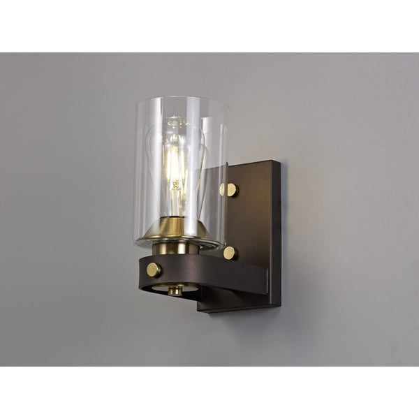 Moorhaven Oxidised Bronze Wall Lamp With Clear Glass Shade