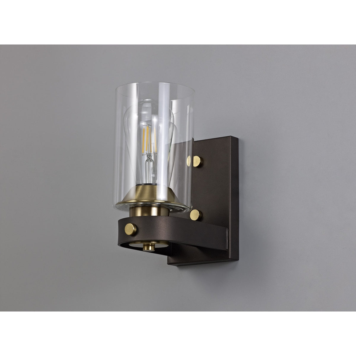 Moorhaven Oxidised Bronze Wall Lamp With Clear Glass Shade