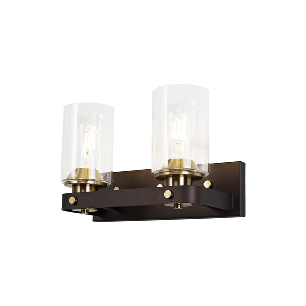 Moorhaven Oxidised Bronze Twin Wall Lamp With Clear Glass Shades