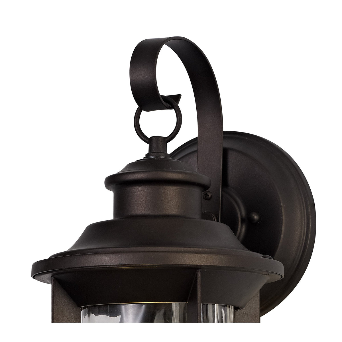 Halberton IP54 Exterior Wall Light in Antique Bronze & Clear Ripple Glass