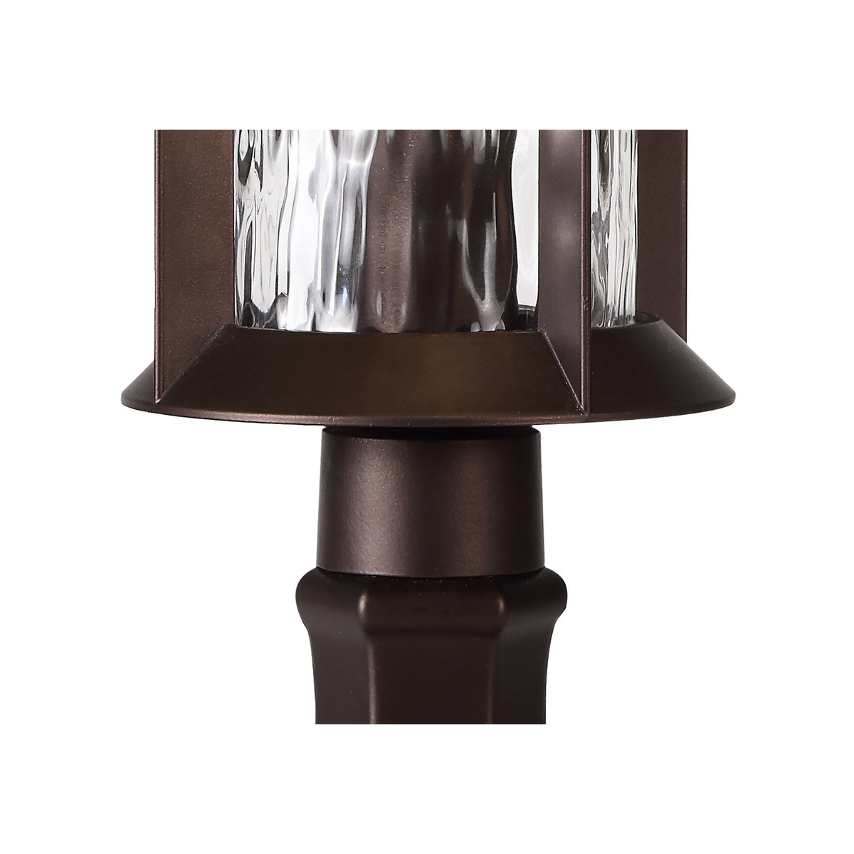 Halberton IP54 Pedestal Lamp in Antique Bronze & Clear Ripple Glass