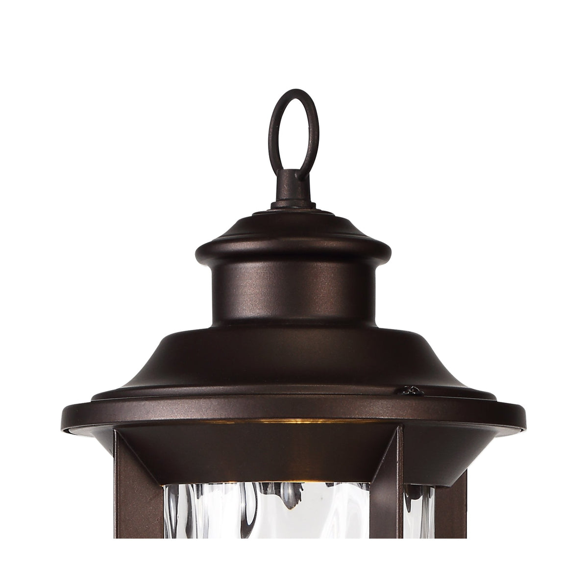 Halberton IP54 Pedestal Lamp in Antique Bronze & Clear Ripple Glass