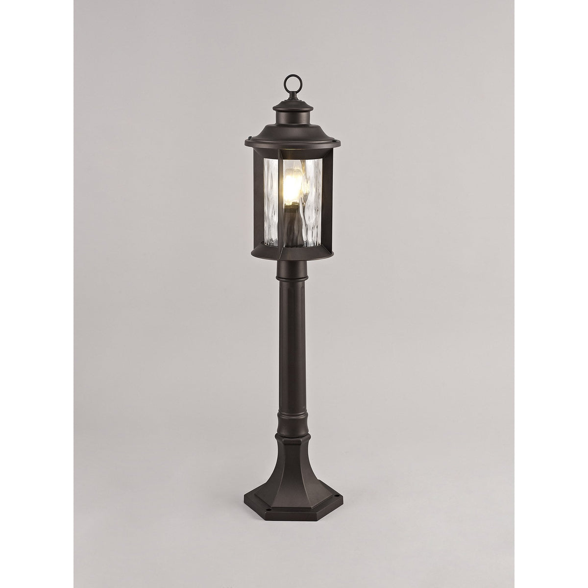 Halberton IP54 Post Lamp in Antique Bronze & Clear Ripple Glass
