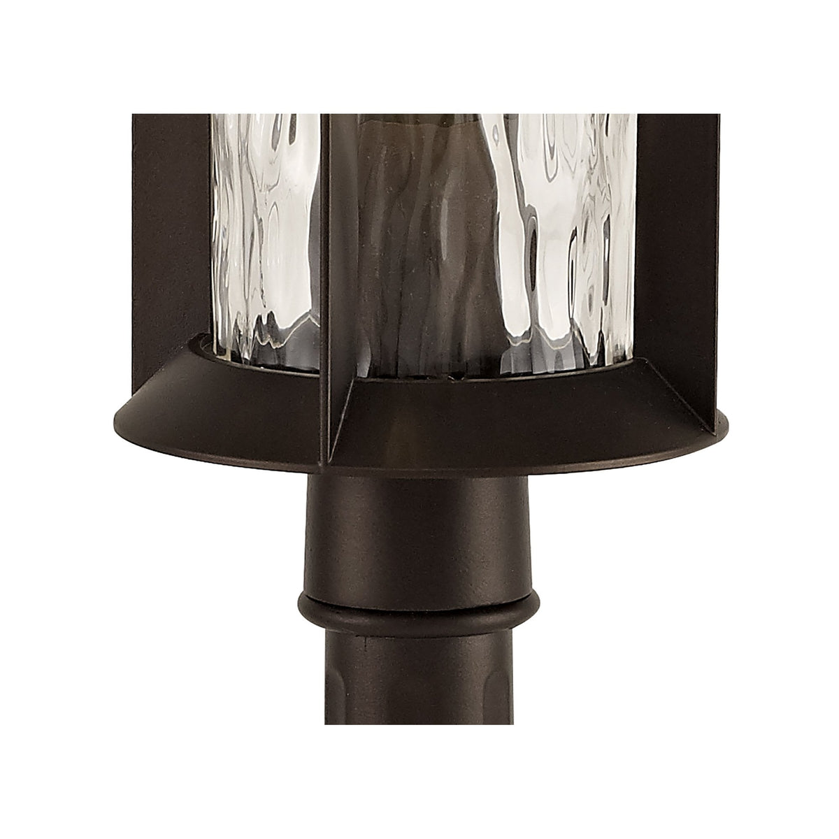 Halberton IP54 Post Lamp in Antique Bronze & Clear Ripple Glass