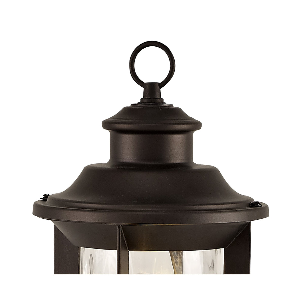 Halberton IP54 Post Lamp in Antique Bronze & Clear Ripple Glass