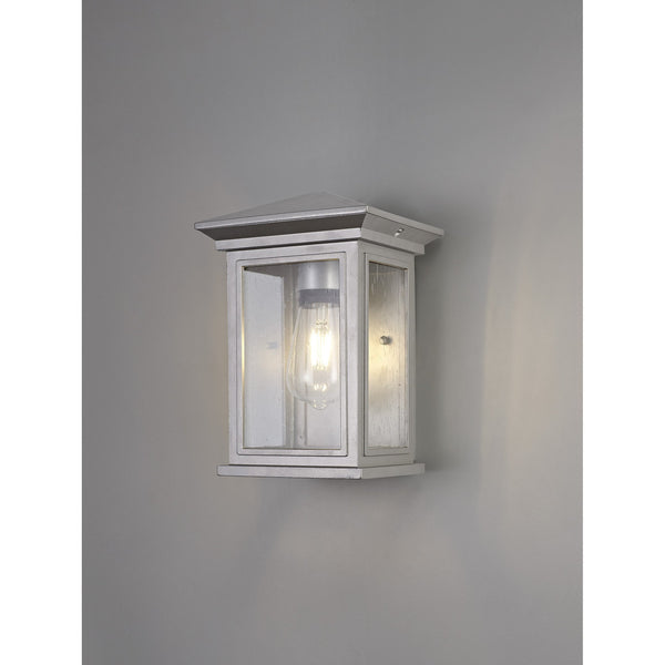 Kilmington IP54 Flush Wall Light in Silver Grey with Clear Seeded Glass