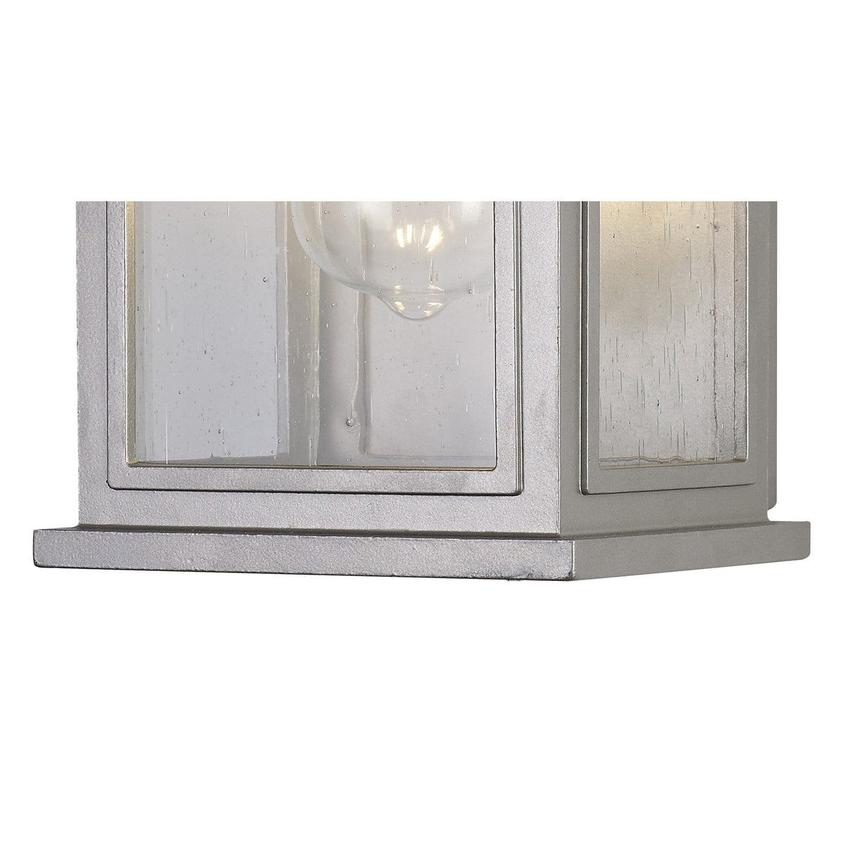 Kilmington IP54 Flush Wall Light in Silver Grey with Clear Seeded Glass