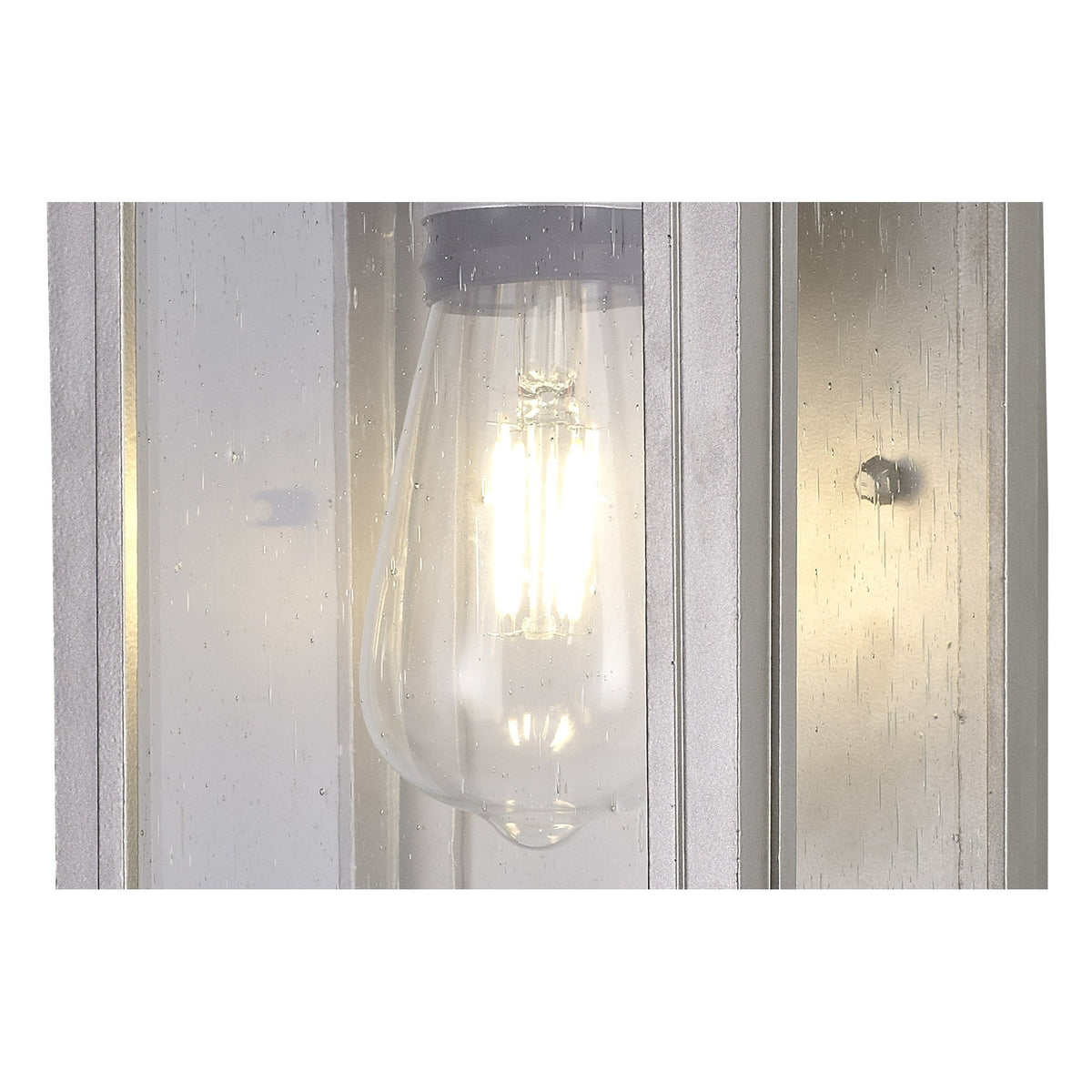 Kilmington IP54 Flush Wall Light in Silver Grey with Clear Seeded Glass