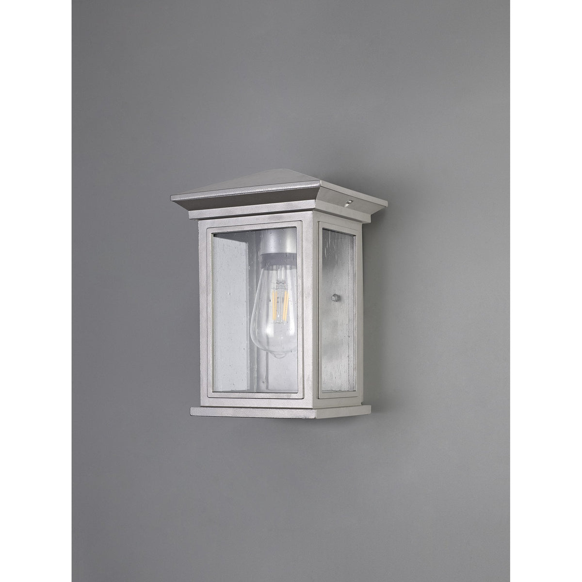 Kilmington IP54 Flush Wall Light in Silver Grey with Clear Seeded Glass