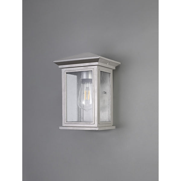 Kilmington IP54 Flush Wall Light in Silver Grey with Clear Seeded Glass