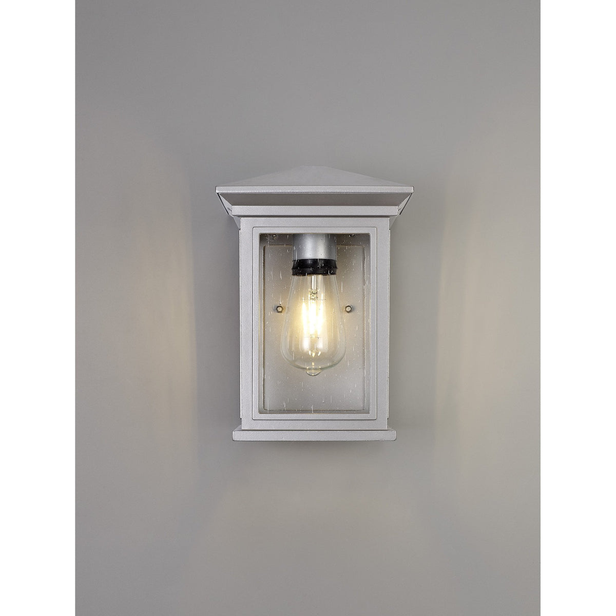 Kilmington IP54 Flush Wall Light in Silver Grey with Clear Seeded Glass