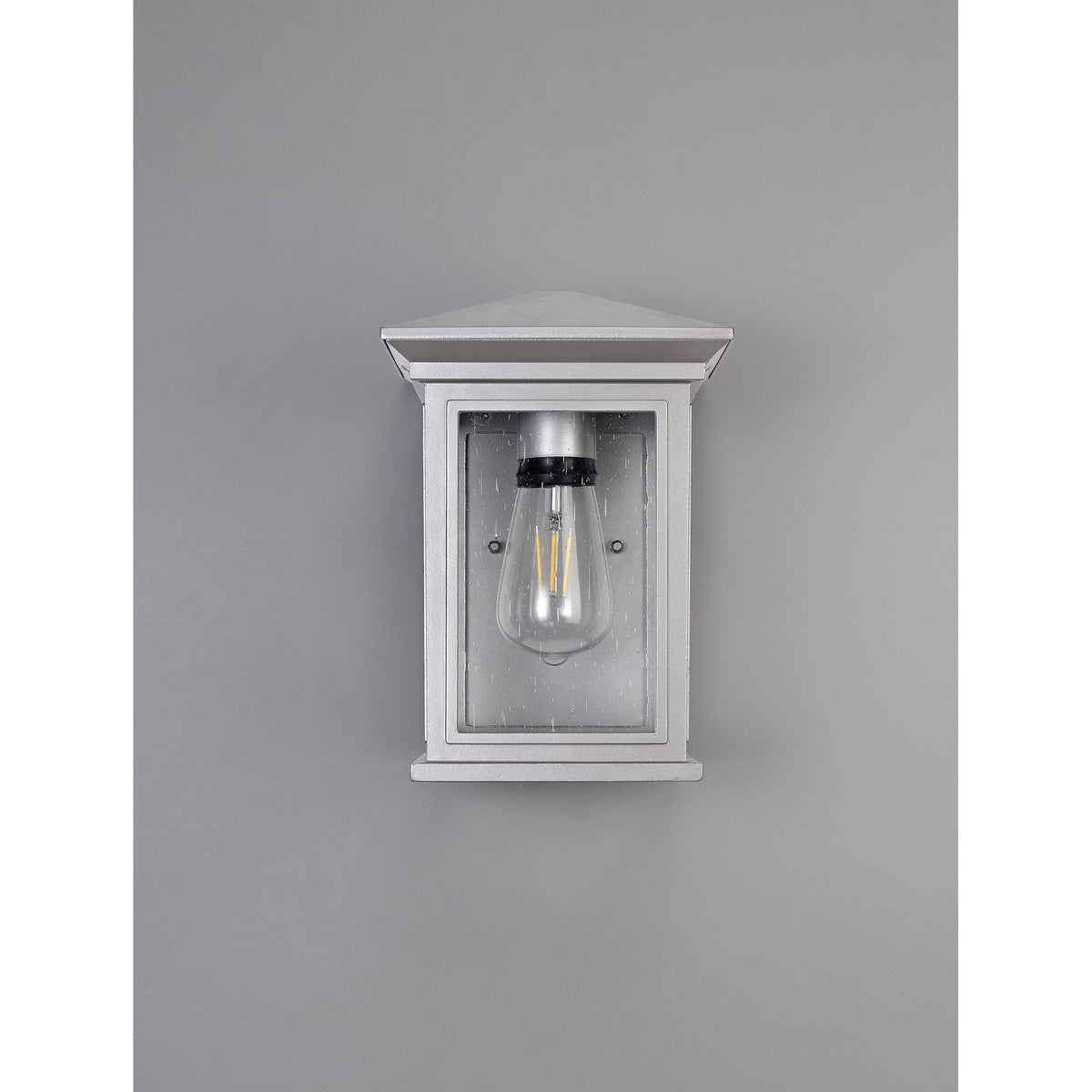 Kilmington IP54 Flush Wall Light in Silver Grey with Clear Seeded Glass