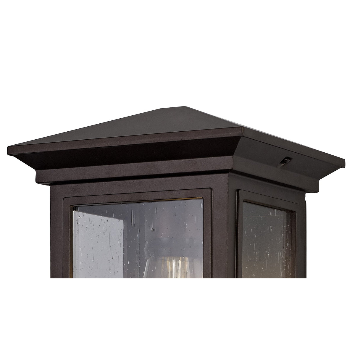 Kilmington IP54 Flush Wall Light in Antique Bronze with Clear Seeded Glass