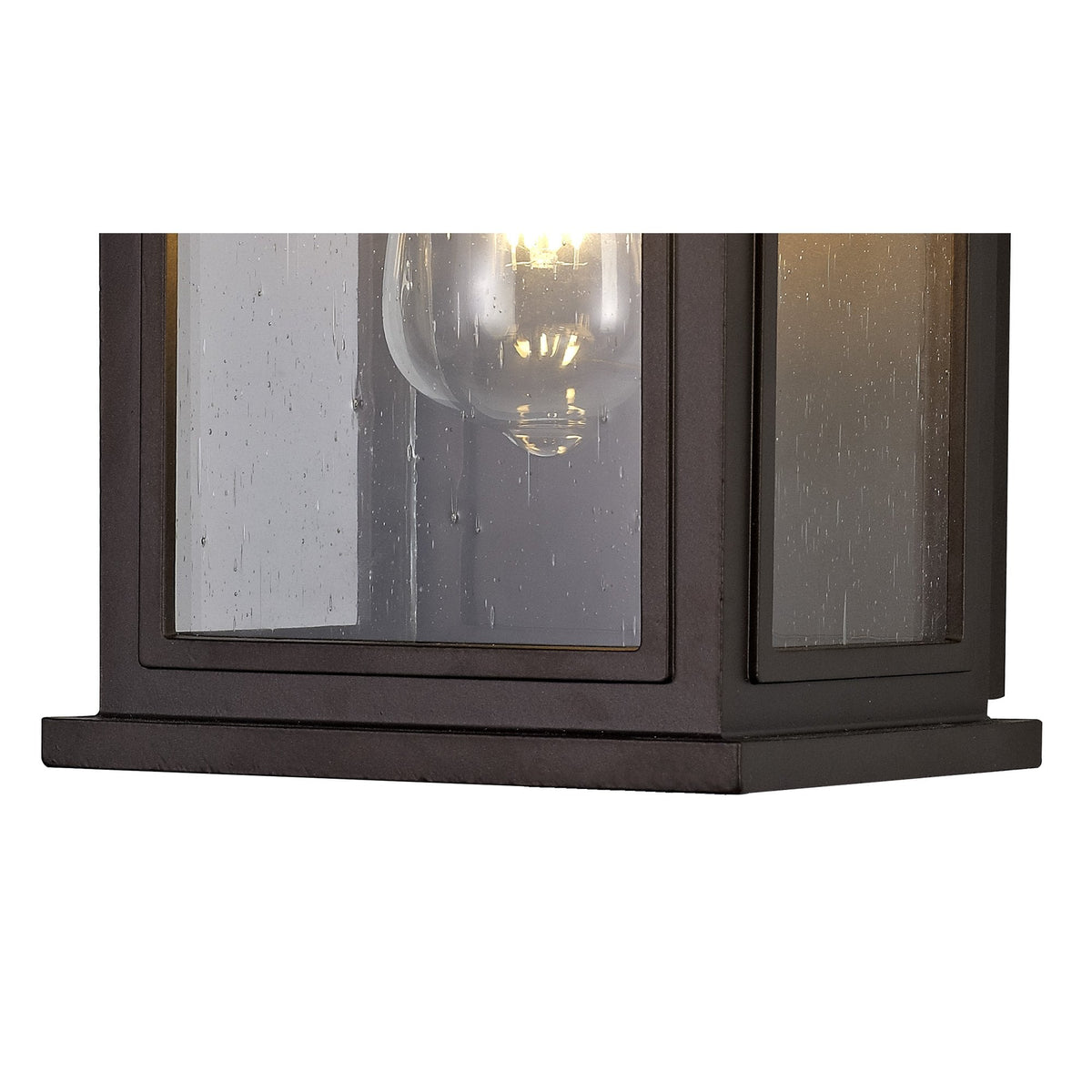 Kilmington IP54 Flush Wall Light in Antique Bronze with Clear Seeded Glass