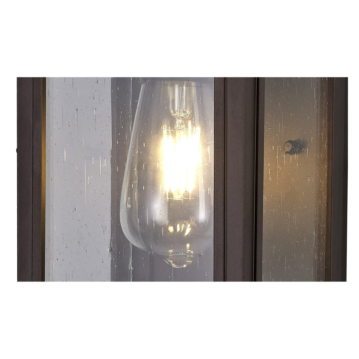 Kilmington IP54 Flush Wall Light in Antique Bronze with Clear Seeded Glass