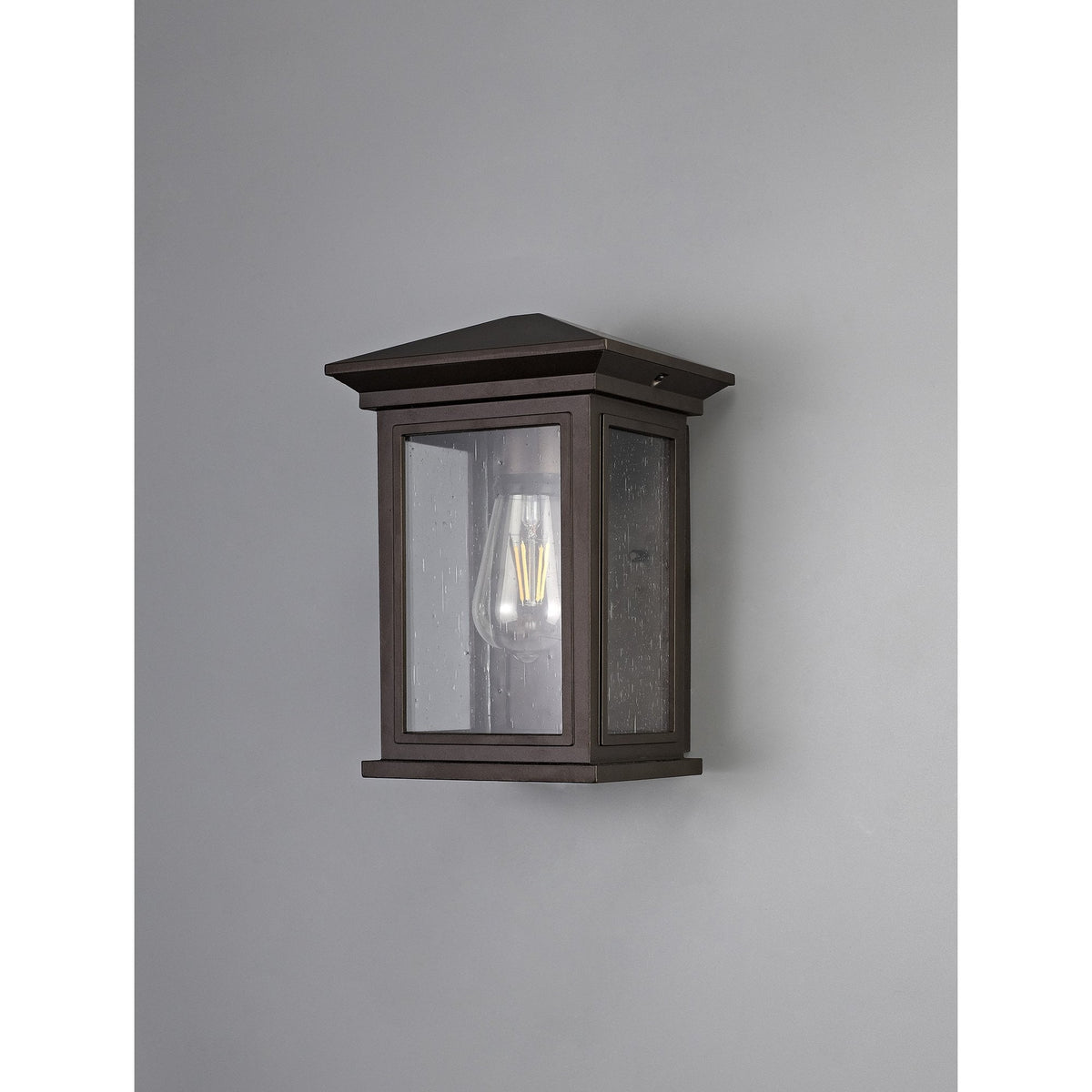 Kilmington IP54 Flush Wall Light in Antique Bronze with Clear Seeded Glass