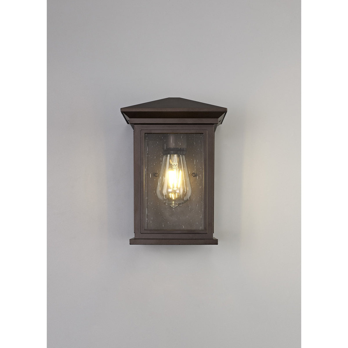 Kilmington IP54 Flush Wall Light in Antique Bronze with Clear Seeded Glass