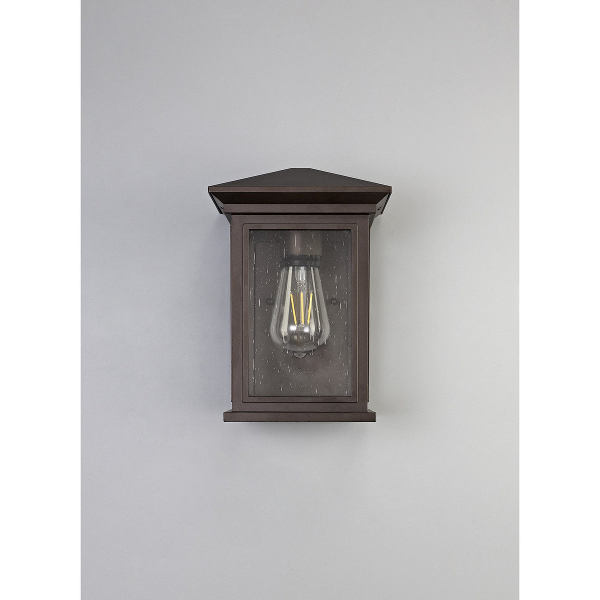 Kilmington IP54 Flush Wall Light in Antique Bronze with Clear Seeded Glass