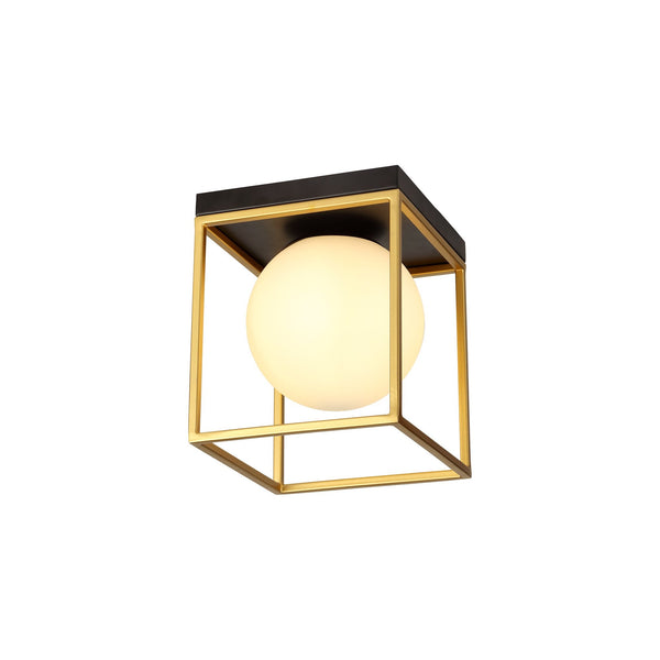 Holcombe Square Ceiling Light in Matt Black & Painted Gold