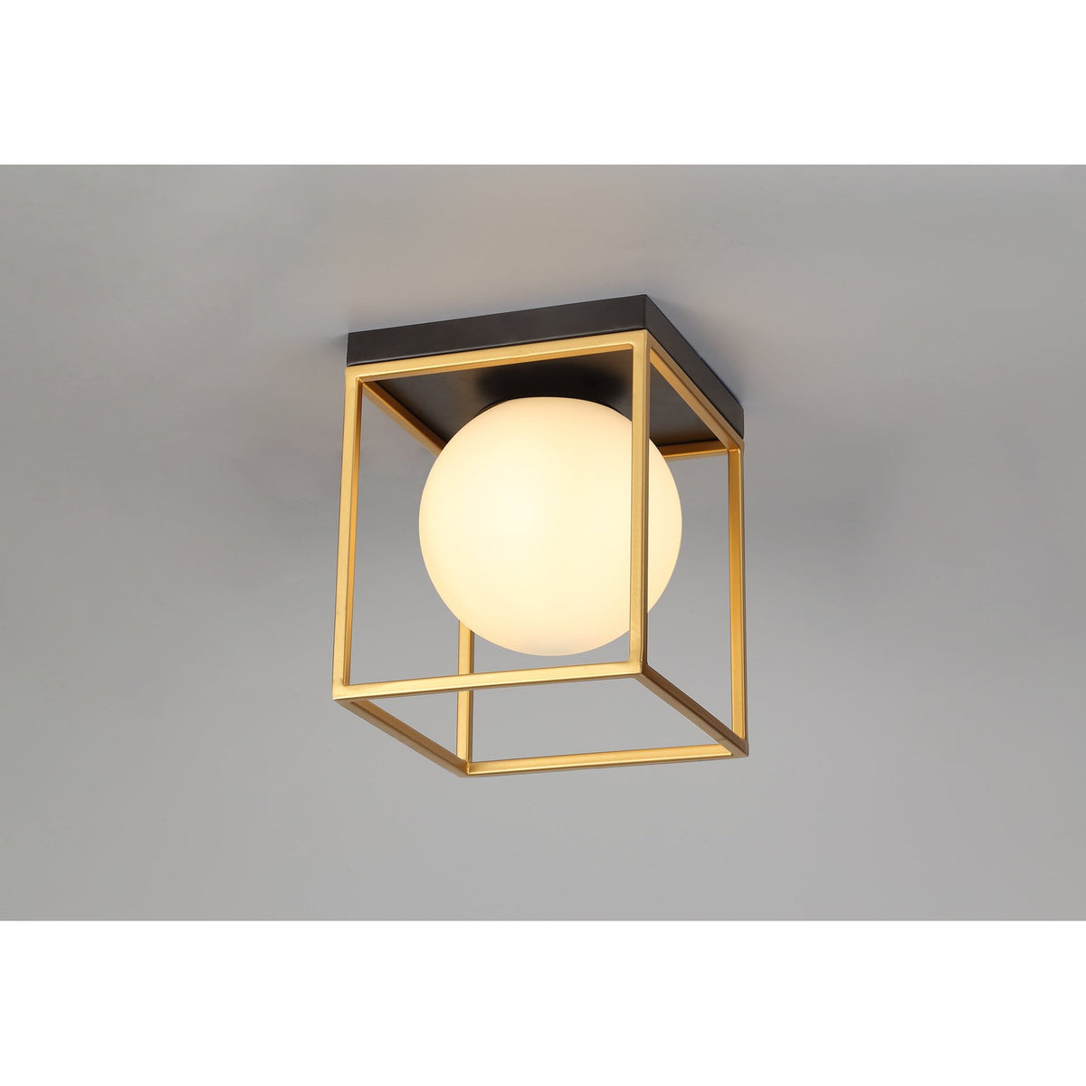 Holcombe Square Ceiling Light in Matt Black & Painted Gold
