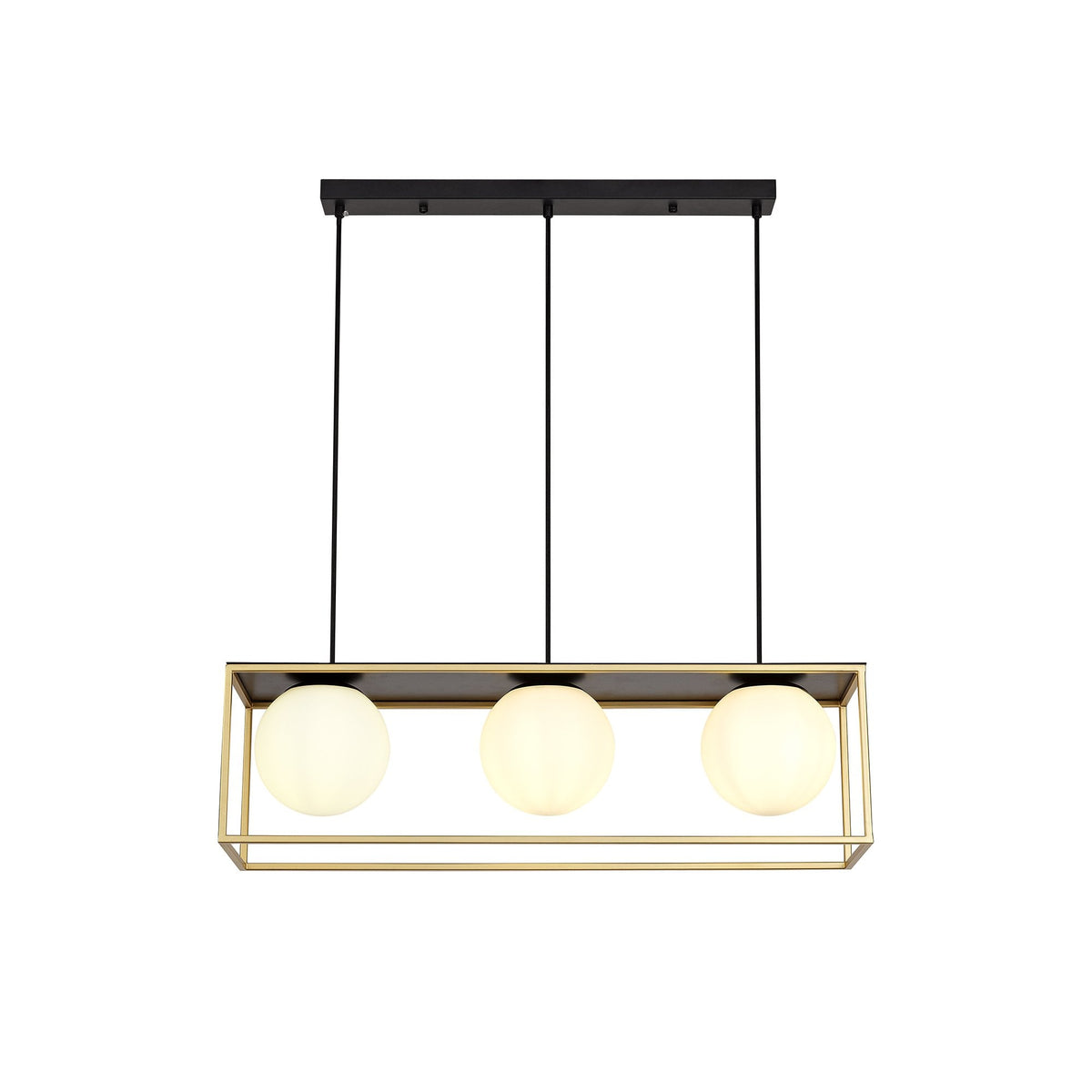 Holcombe Linear Pendant in Matt Black & Painted Gold