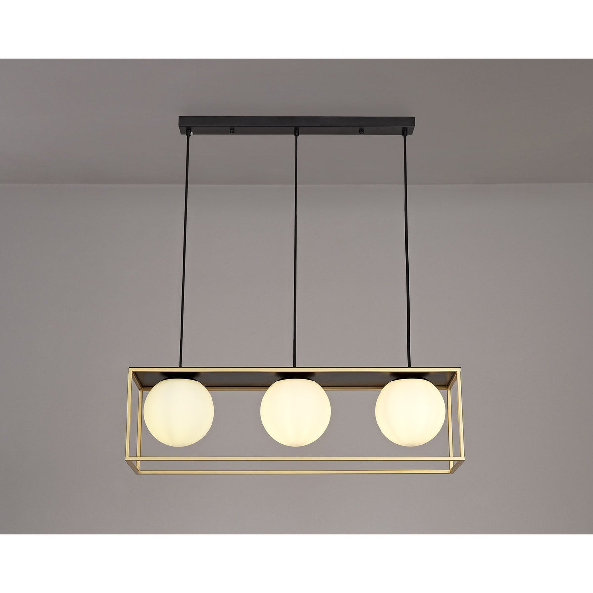 Holcombe Linear Pendant in Matt Black & Painted Gold