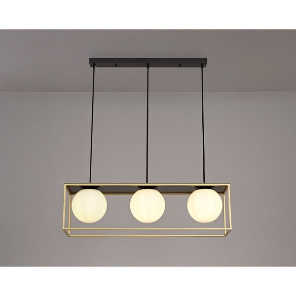 Holcombe Linear Pendant in Matt Black & Painted Gold