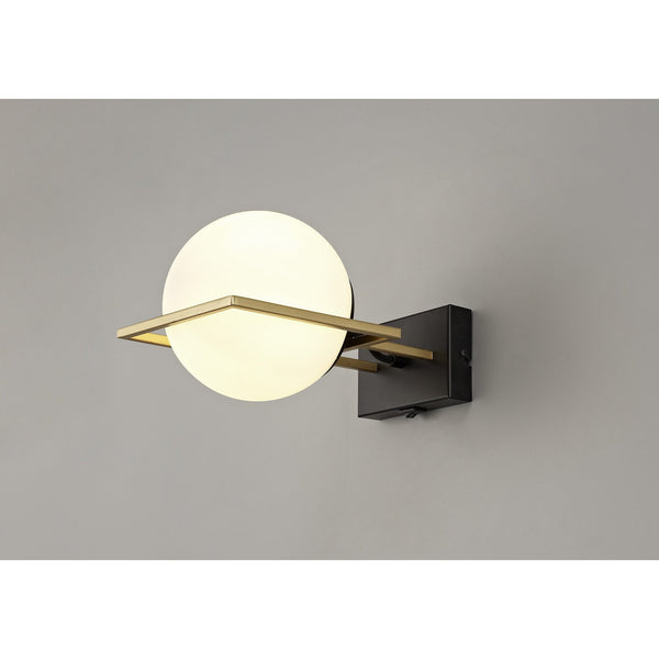 Holcombe Switched Wall Light in Matt Black & Painted Gold