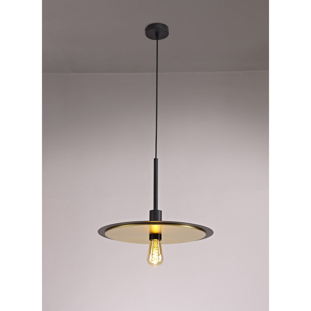 Tetcott E27 Black and Gold 3 In1 Ceiling Flush, Semi-Flush or Pendant Light