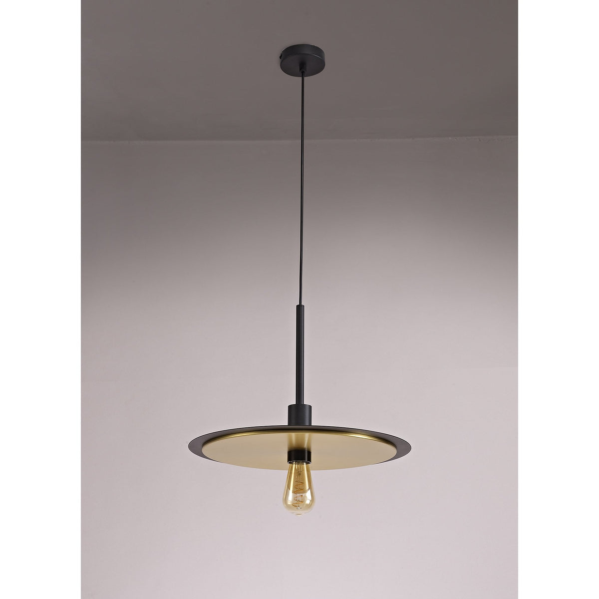 Tetcott E27 Black and Gold 3 In1 Ceiling Flush, Semi-Flush or Pendant Light