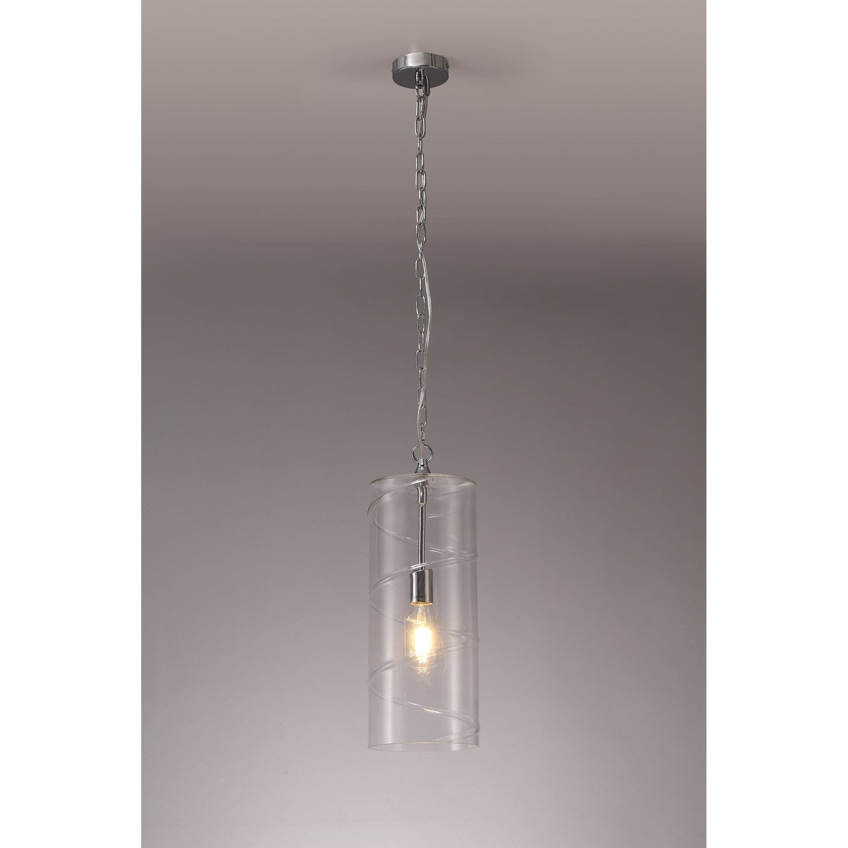 Leigham Polished Chrome Pendant with Clear Glass Shade