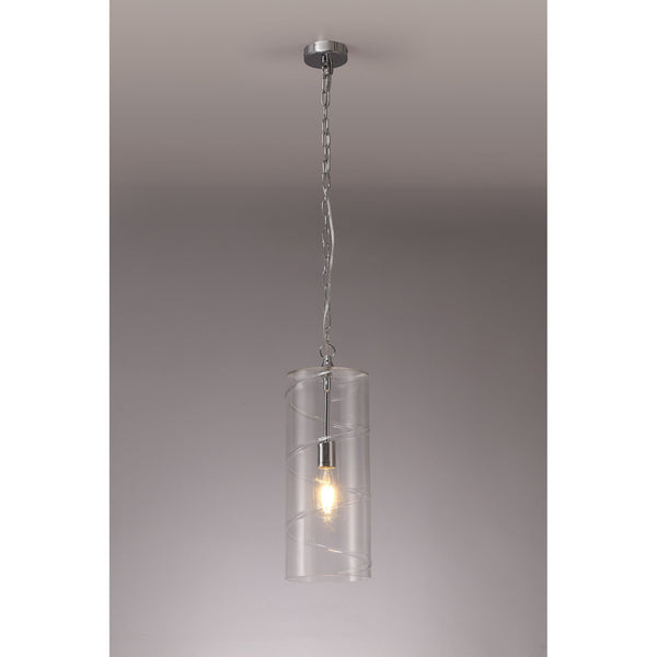 Leigham Polished Chrome Pendant with Clear Glass Shade