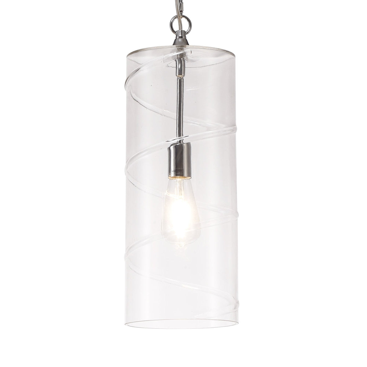Leigham Polished Chrome Pendant with Clear Glass Shade