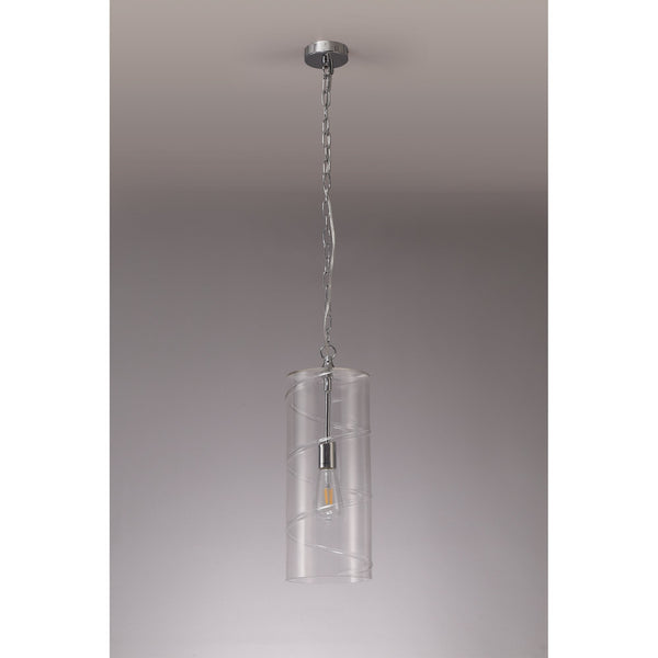 Leigham Polished Chrome Pendant with Clear Glass Shade