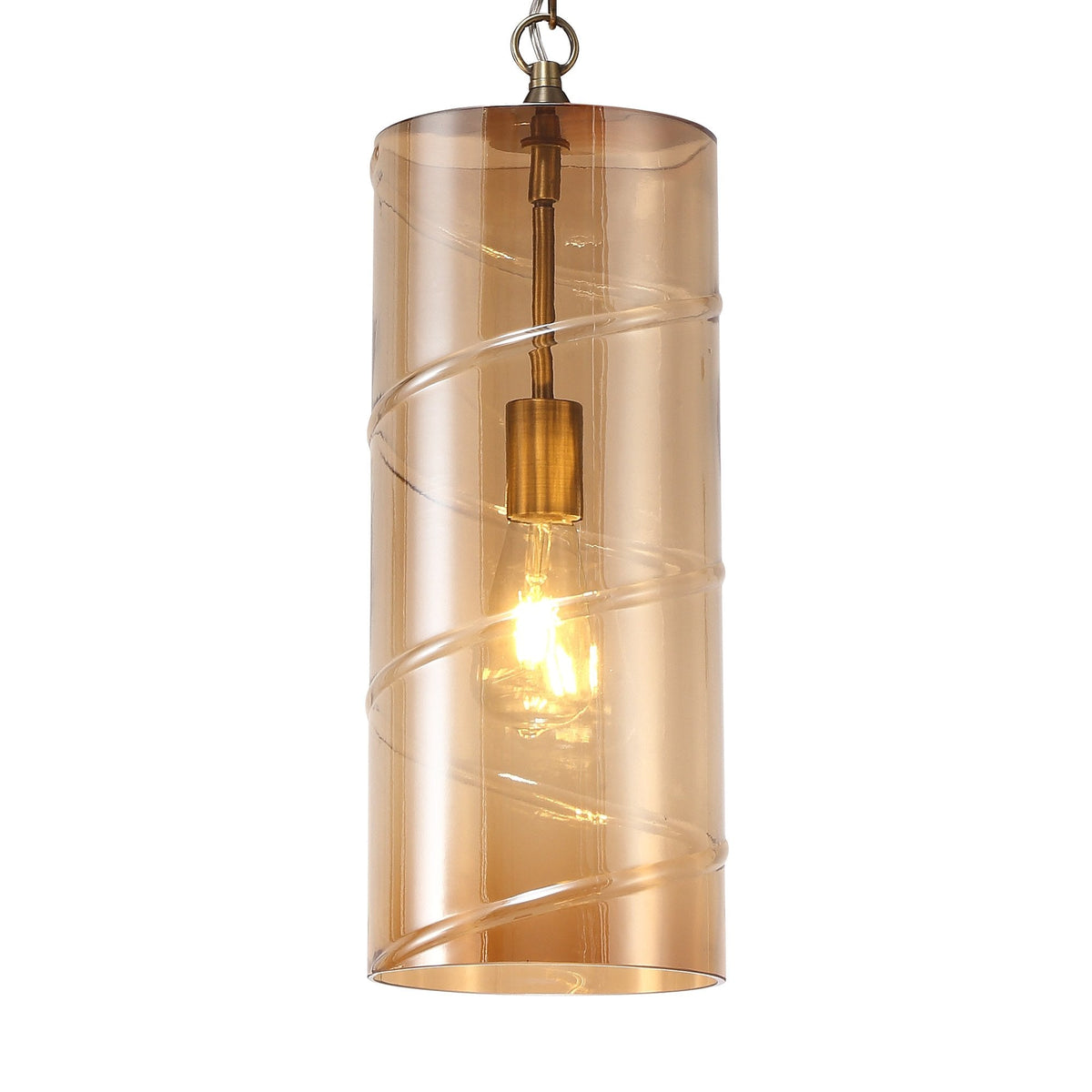 Leigham Antique Brass Pendant with Amber Glass Shade