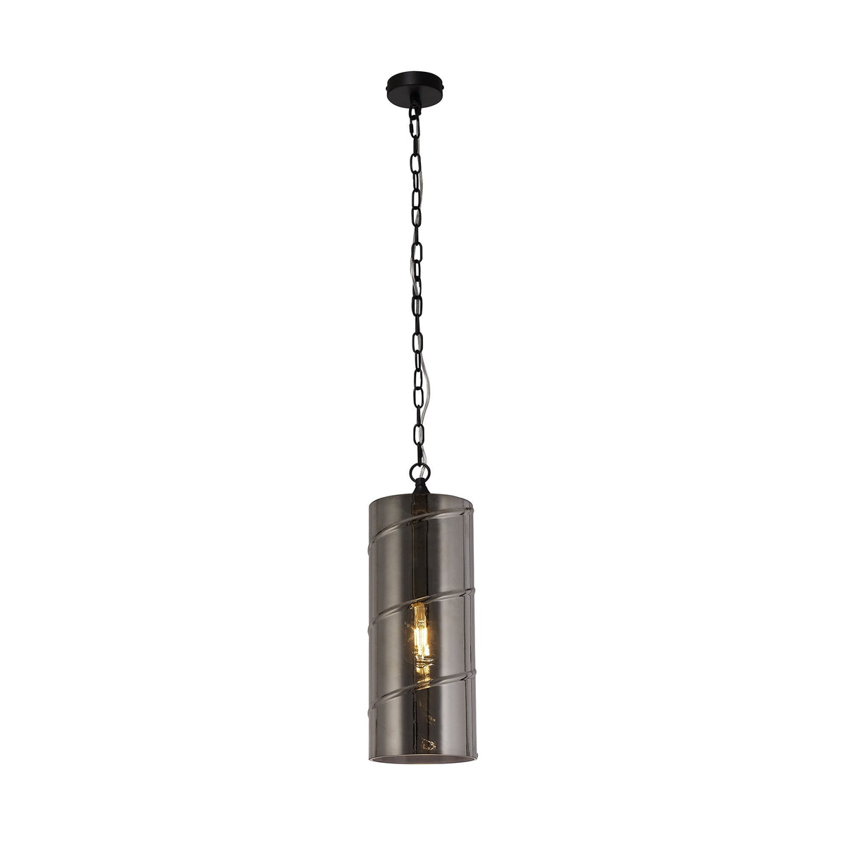 Leigham Matt Black Pendant with Smoked Glass Shade