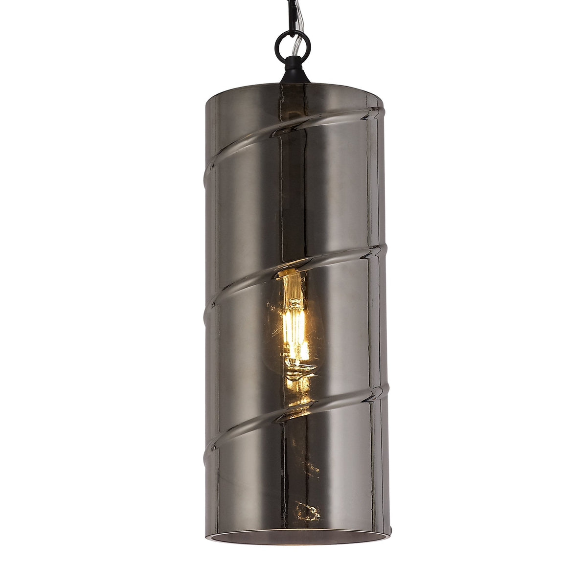 Leigham Matt Black Pendant with Smoked Glass Shade