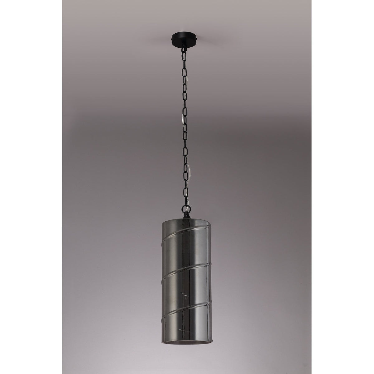 Leigham Matt Black Pendant with Smoked Glass Shade