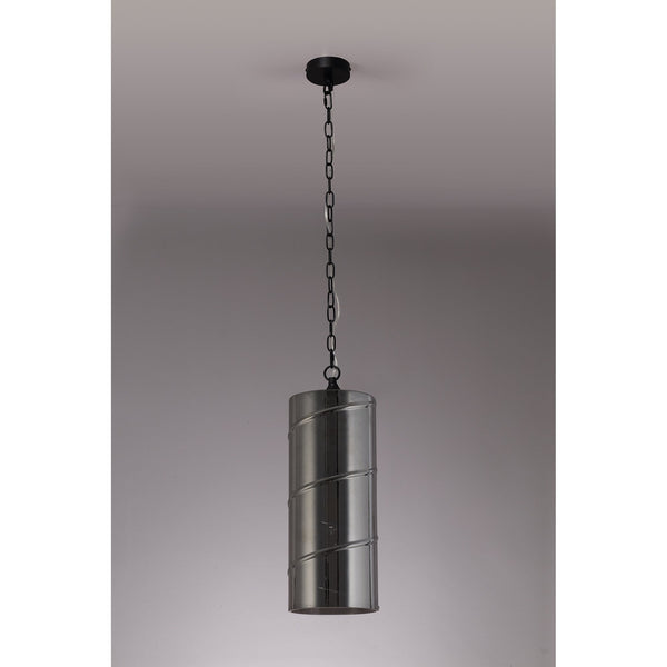 Leigham Matt Black Pendant with Smoked Glass Shade