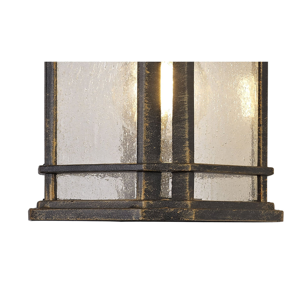 Bittadon Small Wall Lamp in Brushed Black and Gold with Seeded Glass