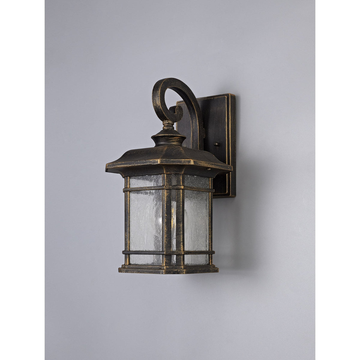 Bittadon Small Wall Lamp in Brushed Black and Gold with Seeded Glass