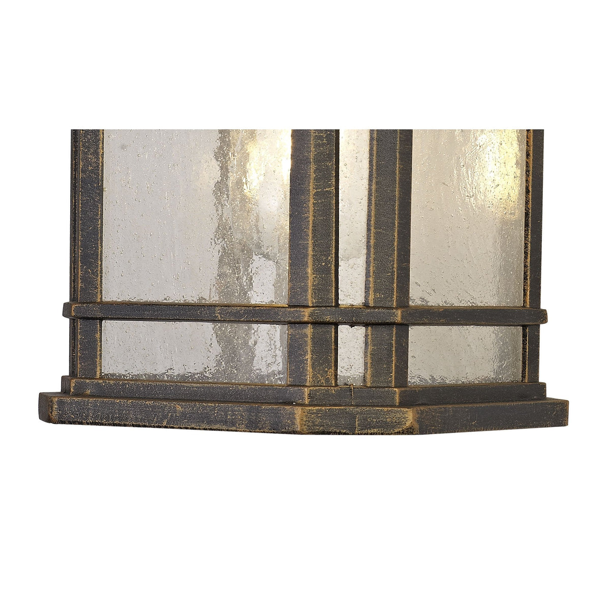 Bittadon Large Wall Lamp in Brushed Black and Gold with Seeded Glass
