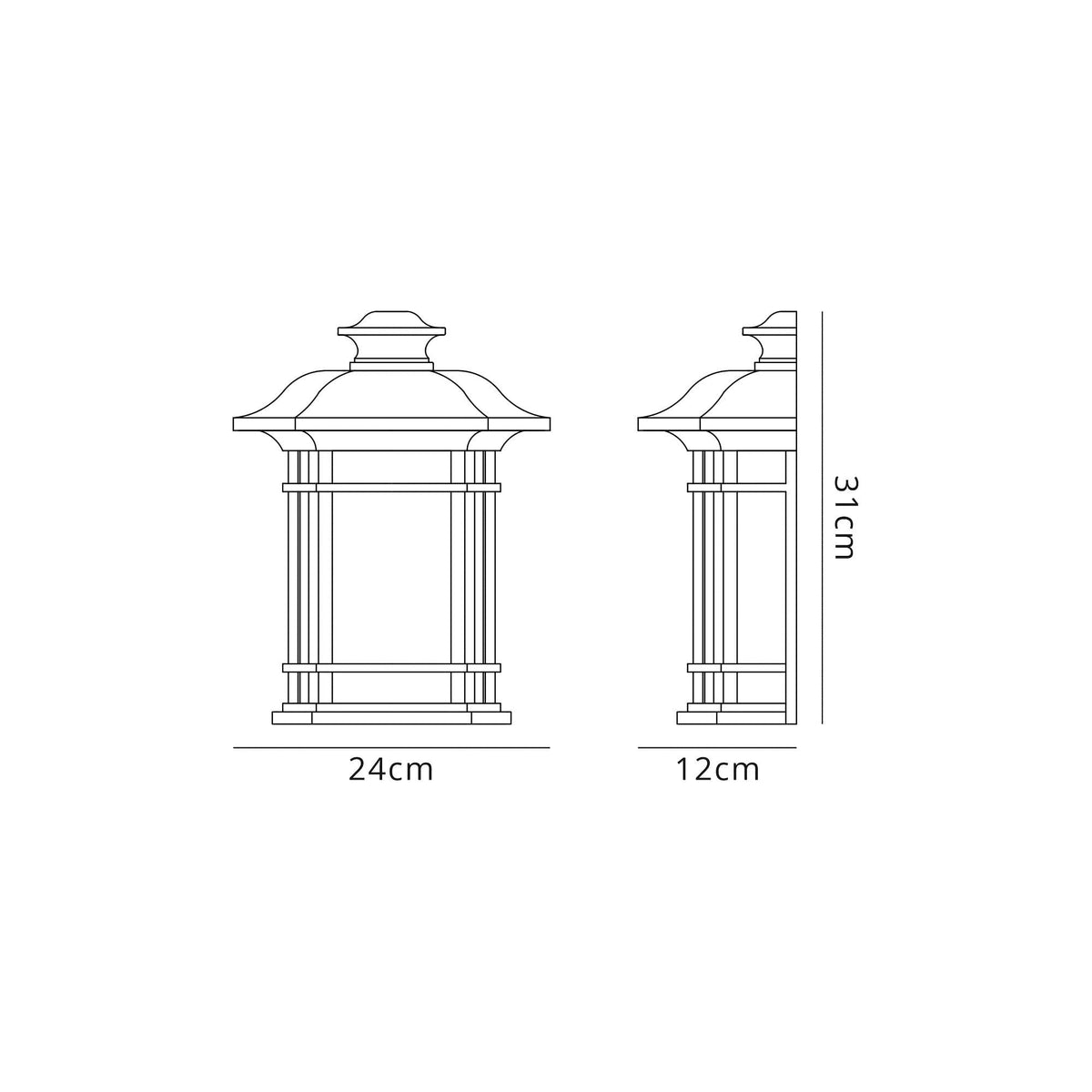 Bittadon Wall Lantern in Brushed Black and Gold with Seeded Glass