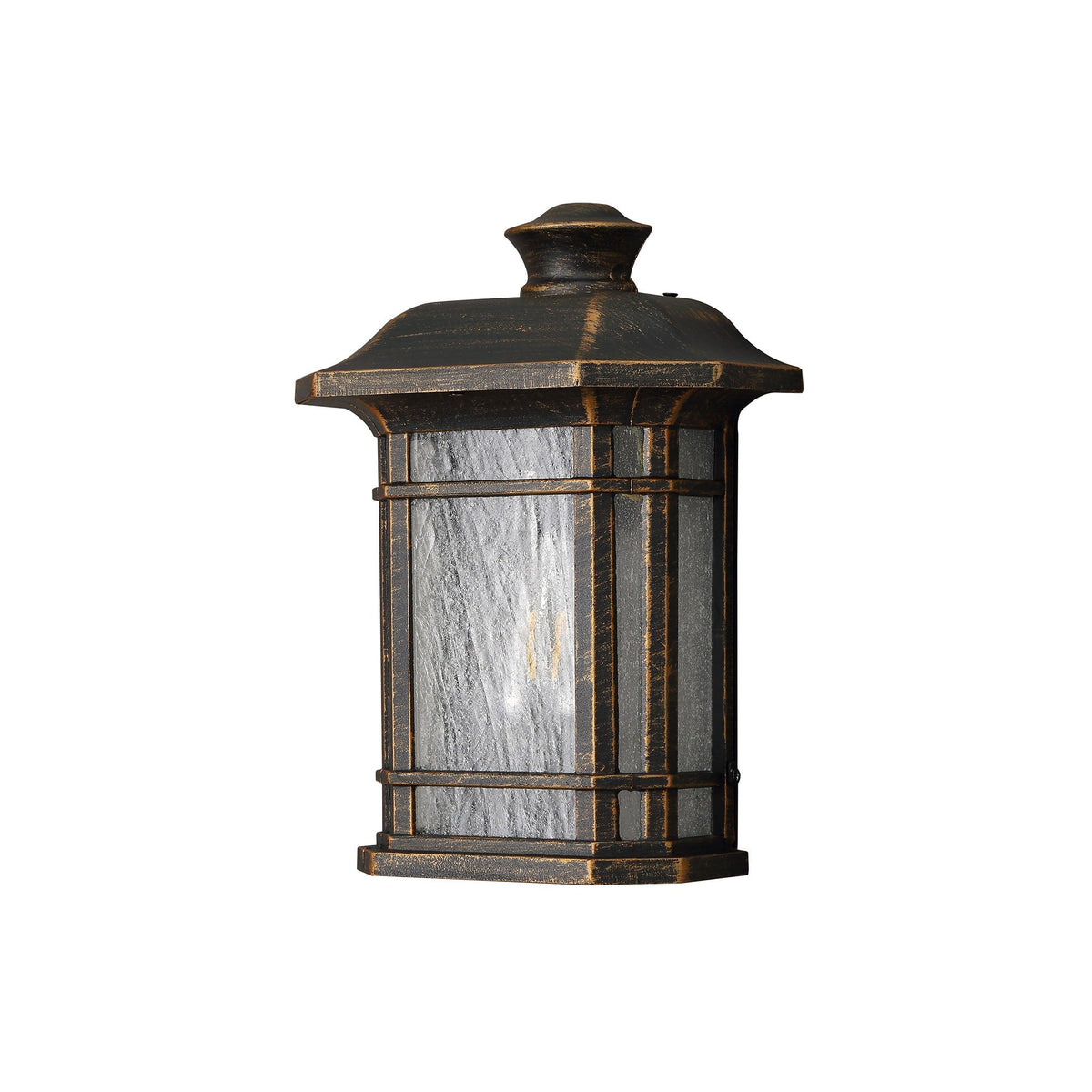 Bittadon Wall Lantern in Brushed Black and Gold with Seeded Glass