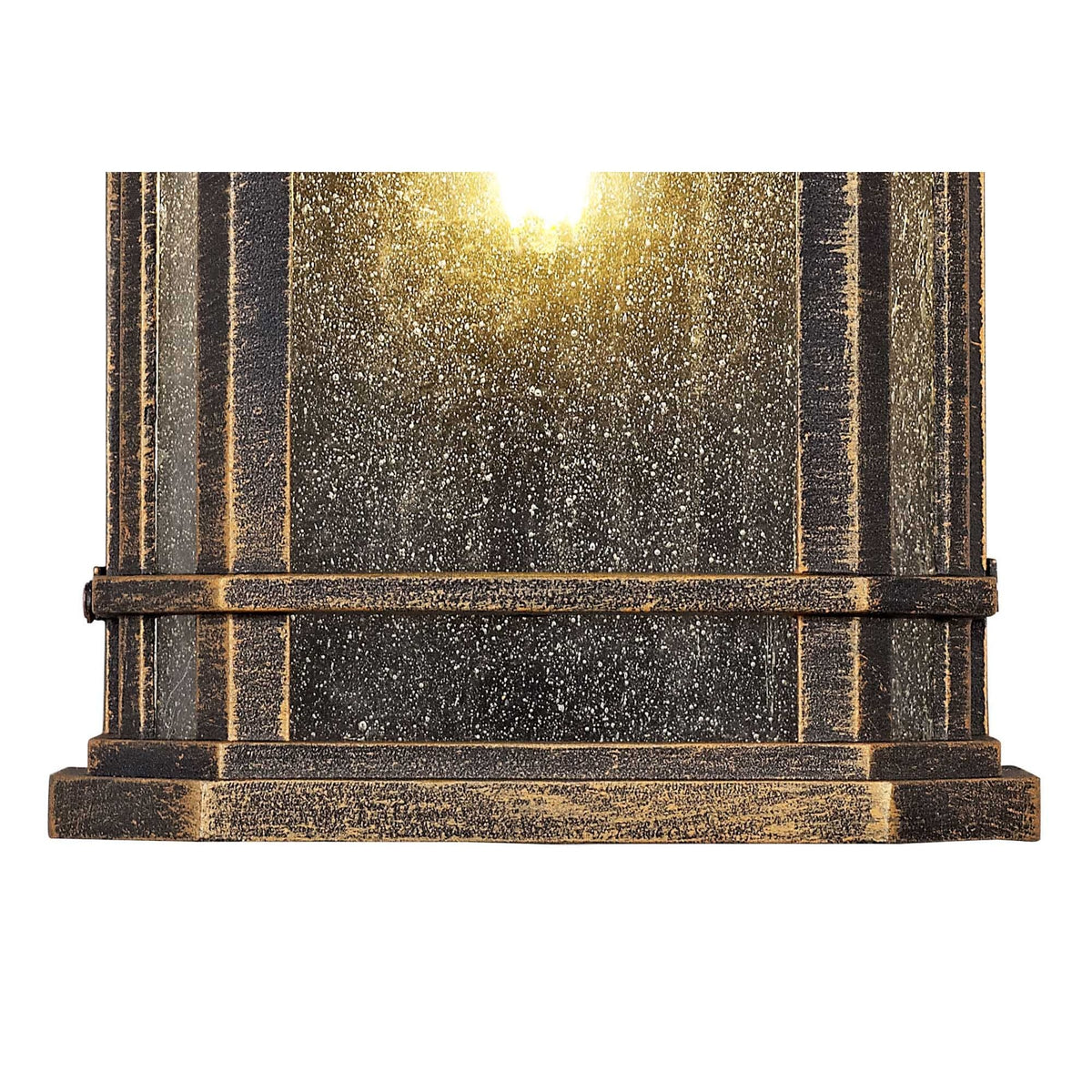 Bittadon Wall Lantern in Brushed Black and Gold with Seeded Glass