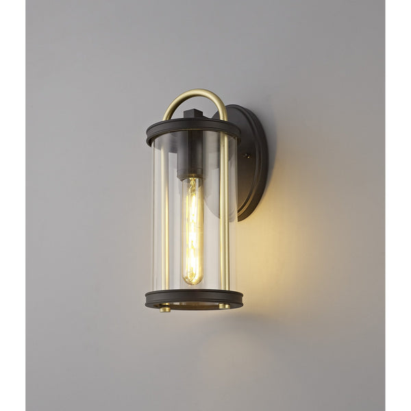 Georgeham Exterior IP54 Small Wall Light in Black & Gold