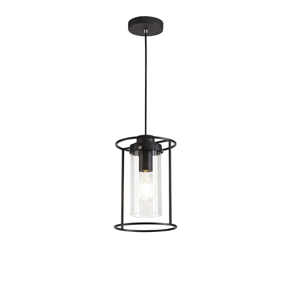 Rackenford Black Pendant with Clear Glass Shade
