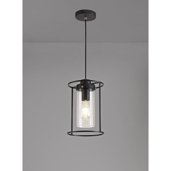 Rackenford Black Pendant with Clear Glass Shade