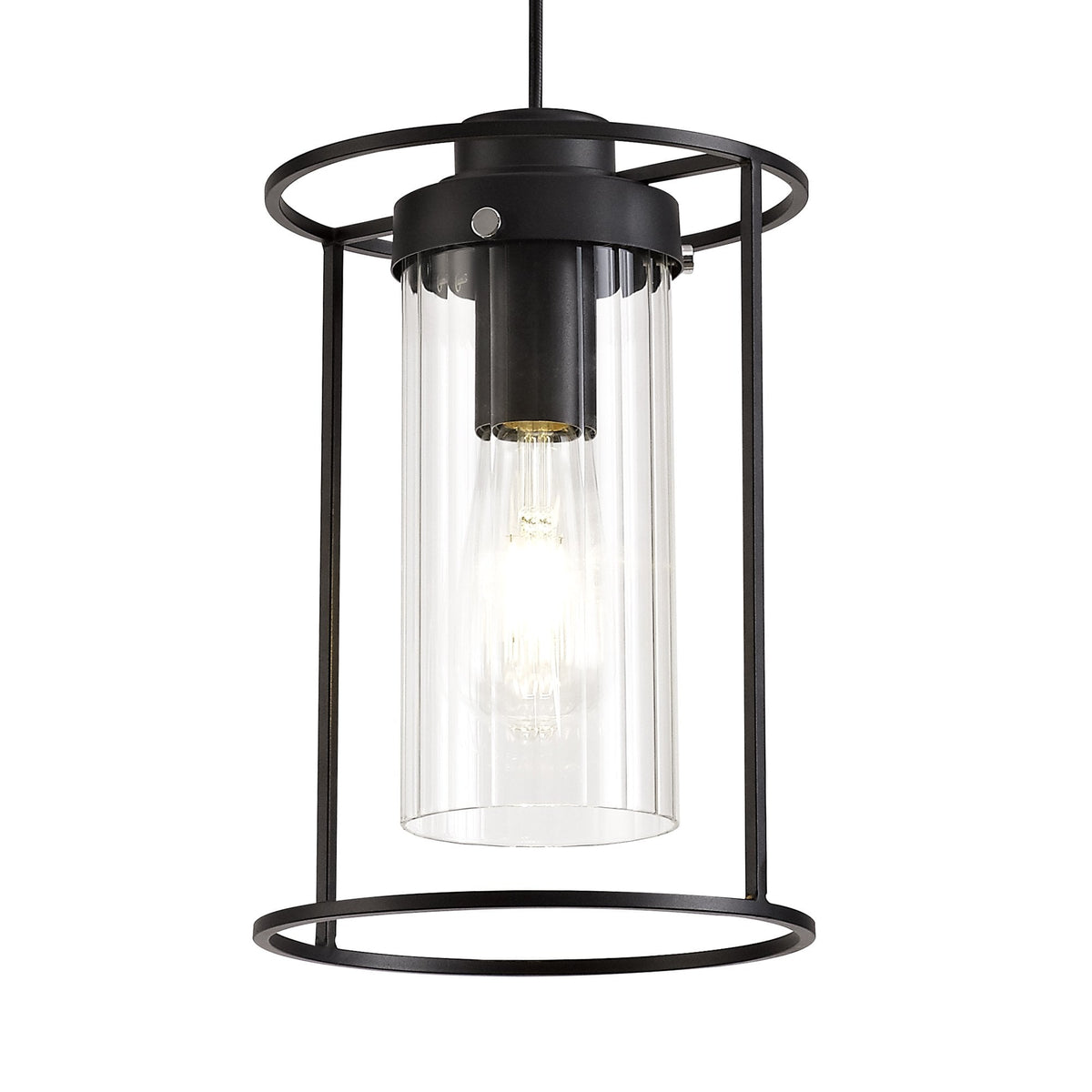 Rackenford Black Pendant with Clear Glass Shade