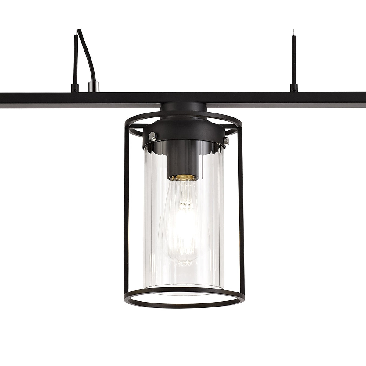 Rackenford Black Linear Pendant with Clear Glass Shades